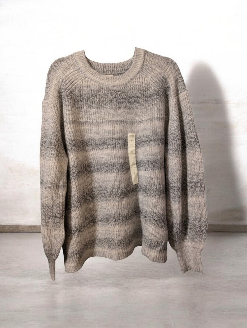 A.N.A. 1X Variegated Gray Thick Knit Sweater NWT